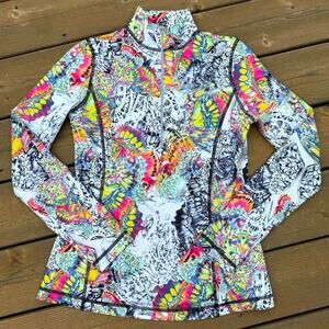 Sno Skins size M Multicolor Athletic Half Quarter Zip Pullover - Butterfly Wings